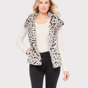 Dylan Leopard Print Faux Fur Vest sz S